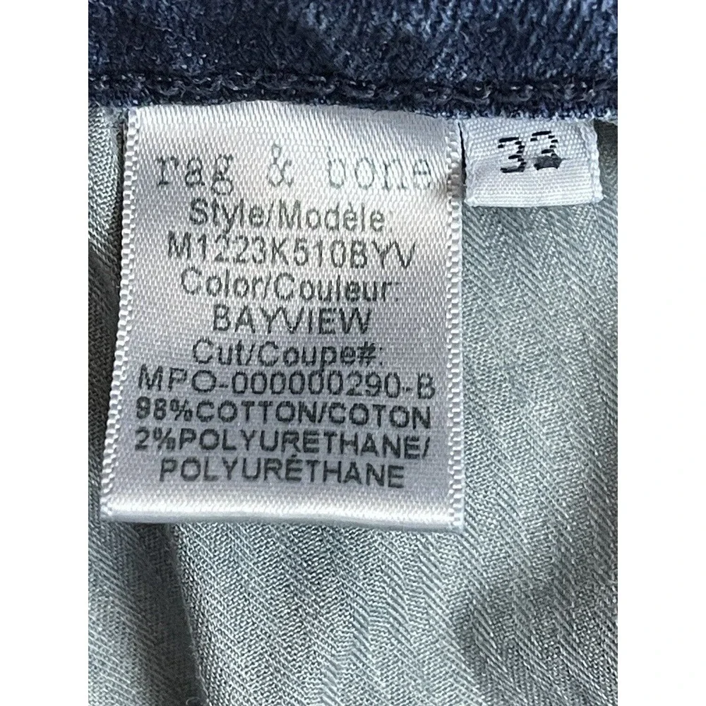 Rag & Bone Jeans Mens 33 Blue Straight Button Fly Casual‎ Workwear Denim Adult